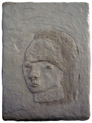 'mairi'   clay on panel   38 x 28 cm.