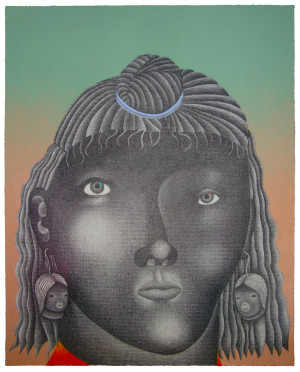'coba'   pencil and acrylic on canvas-panel   30 x 24 cm.   sold to private collection