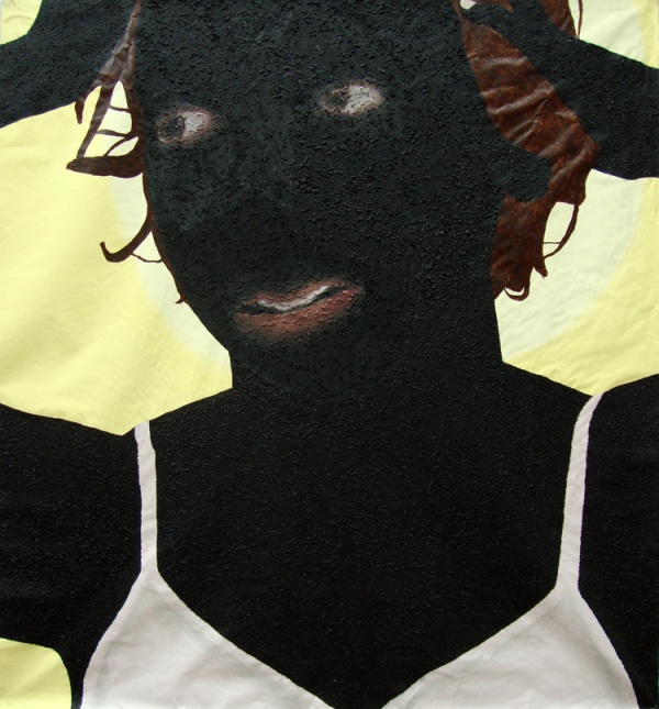 'Blackmarket Baby', 2010<br />acrylic and gravel on canvas<br />212 x 195 cm<br />sold to private collection 