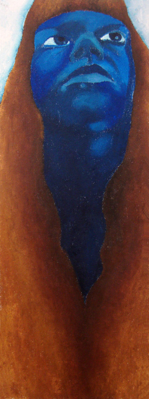 'Blue Self-portrait', 2010<br />acrylic on hardboard<br />122 x 44 cm 