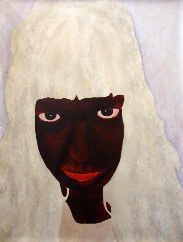 'White Self-portrait', 2010<br />acrylic on unstretched canvas<br />150 x 115 cm 