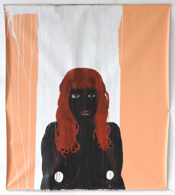 'Red Self-portrait', 2010<br />acrylic on unstretched canvas<br />150 x 140 cm 