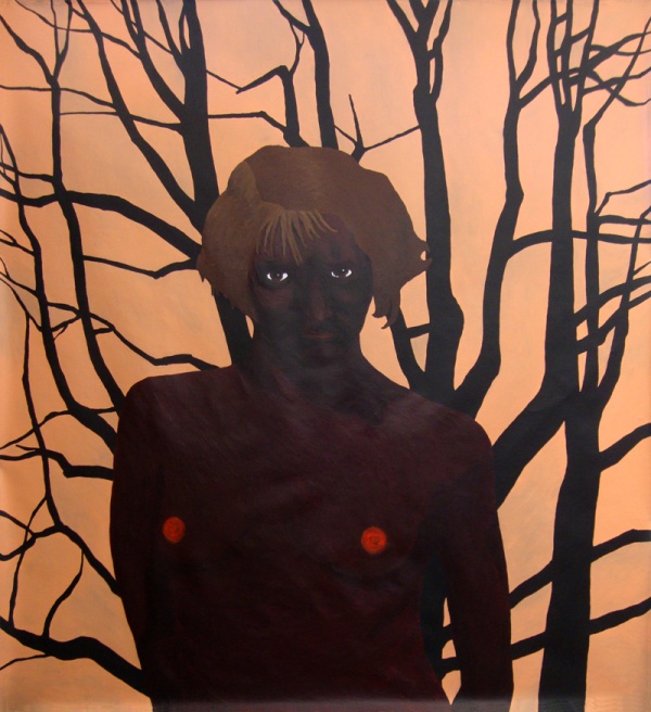 'Unknown girl', 2011<br />acrylic on unstretched canvas<br />150 by 140 cm 