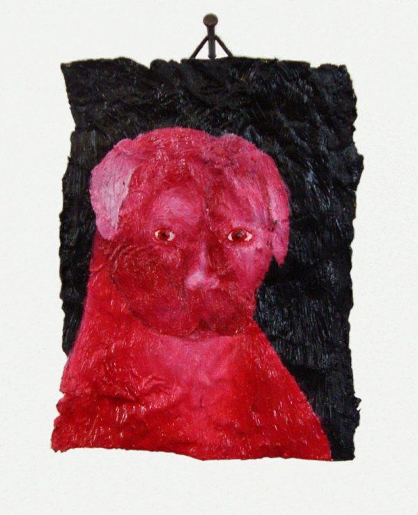 'Melissa's Dog', 2012<br />oil on metal<br />11 x 8 cm<br />sold to private collection 