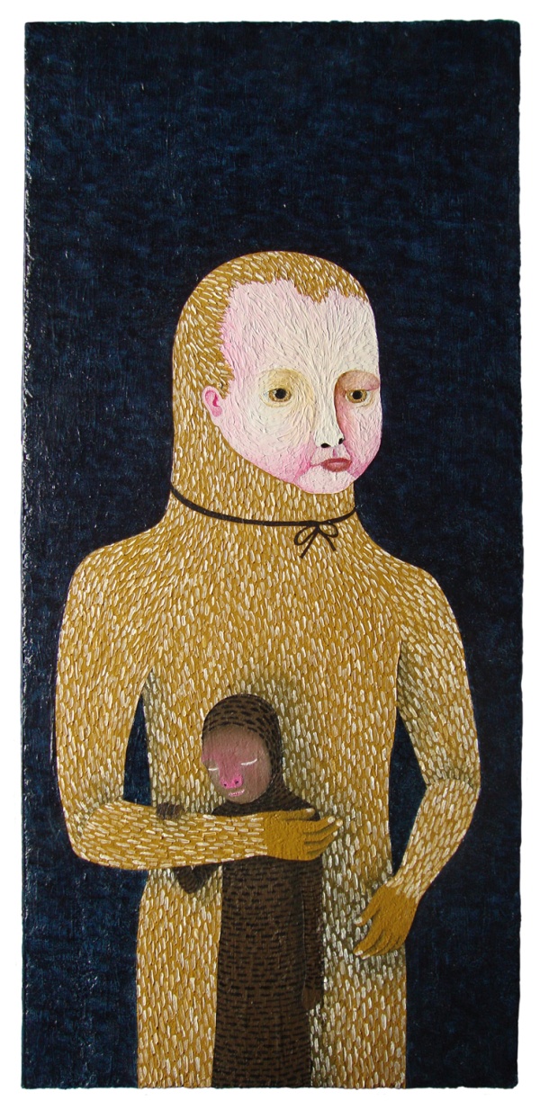 'Galina & Wiremu', 2013<br />oil on panel<br />47 x 22 cm<br />sold to private collection 