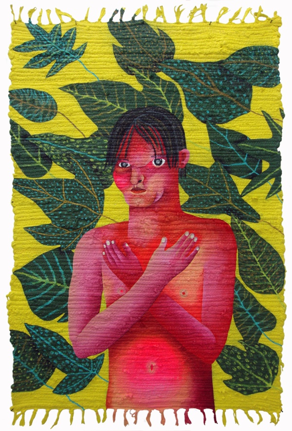 'Niccolo', 2014<br />acrylic on rag-rug<br />115 x 75 cm 