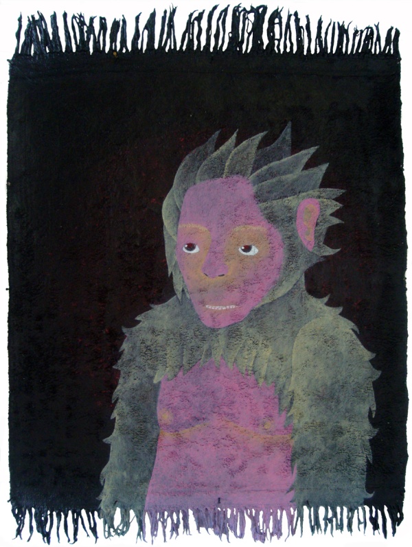 'Ivan', 2014<br />acrylic on rug<br />80 x 61 cm<br />sold to private collection 