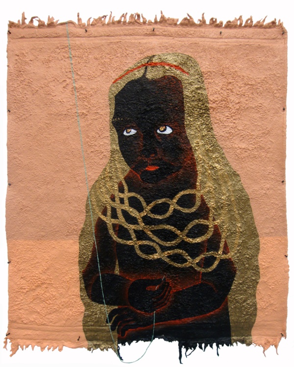 'Liisi', 2014<br /> acrylic on rug<br />74 x 60 cm<br />sold to private collection 
