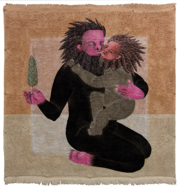 'Madlenka & Chus', 2015<br />acrylic on rug<br />124 x 119 cm<br />sold to private collection 