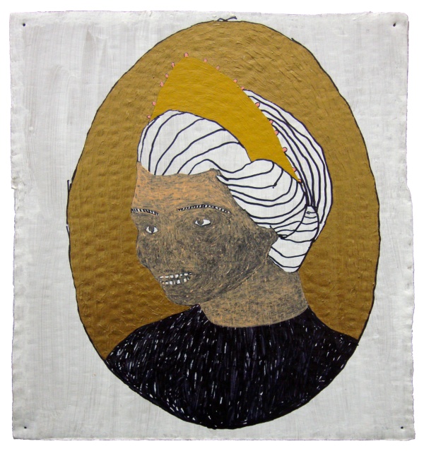 'Royse', 2015<br />acrylic, gesso and marker on cardboard<br />20 x 19 cm 