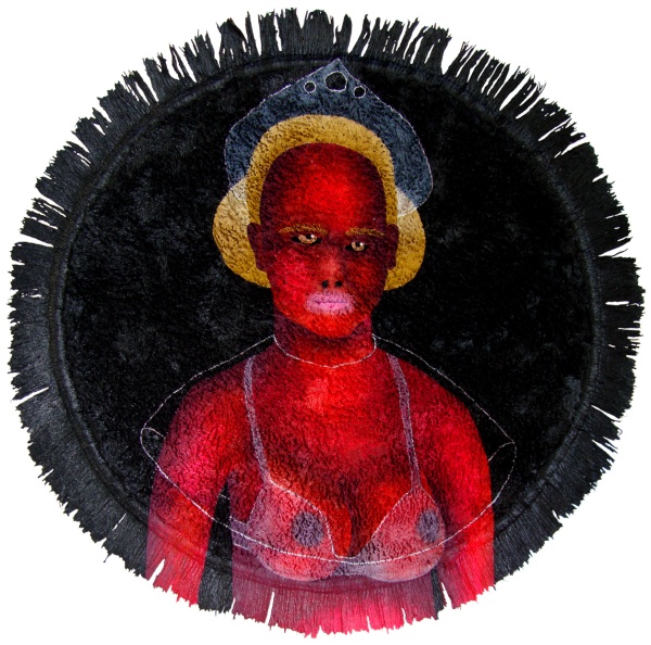 'Constance', 2016<br />acrylic on rug<br />Ø80 cm 