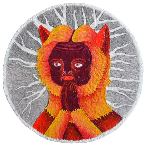 'Adrian', 2024<br />acrylic and pencil on panel<br />Ø40 cm<br />sold to private collection 