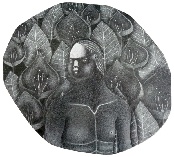 'Alex in Zonderland', 2024<br />pencil on panel<br />29 x 31 cm 