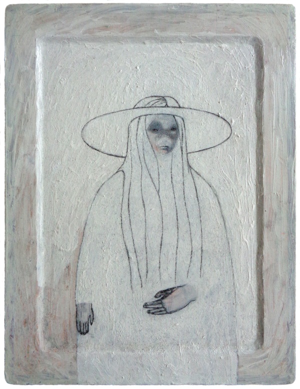 'Hadley', 2020<br />gesso and pencil on panel<br />31 x 24 cm<br />sold to private collection 