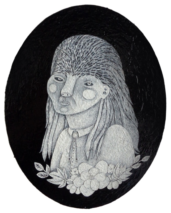 'Flower, Cliff, Echo', 2025<br />gesso and modelingpaste on canvas board<br />30 x 24 cm<br />sold to private collection 